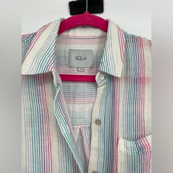Rails Ellis Button-Down Shirt in Iris Stripe Size Small - Picture 7 of 12